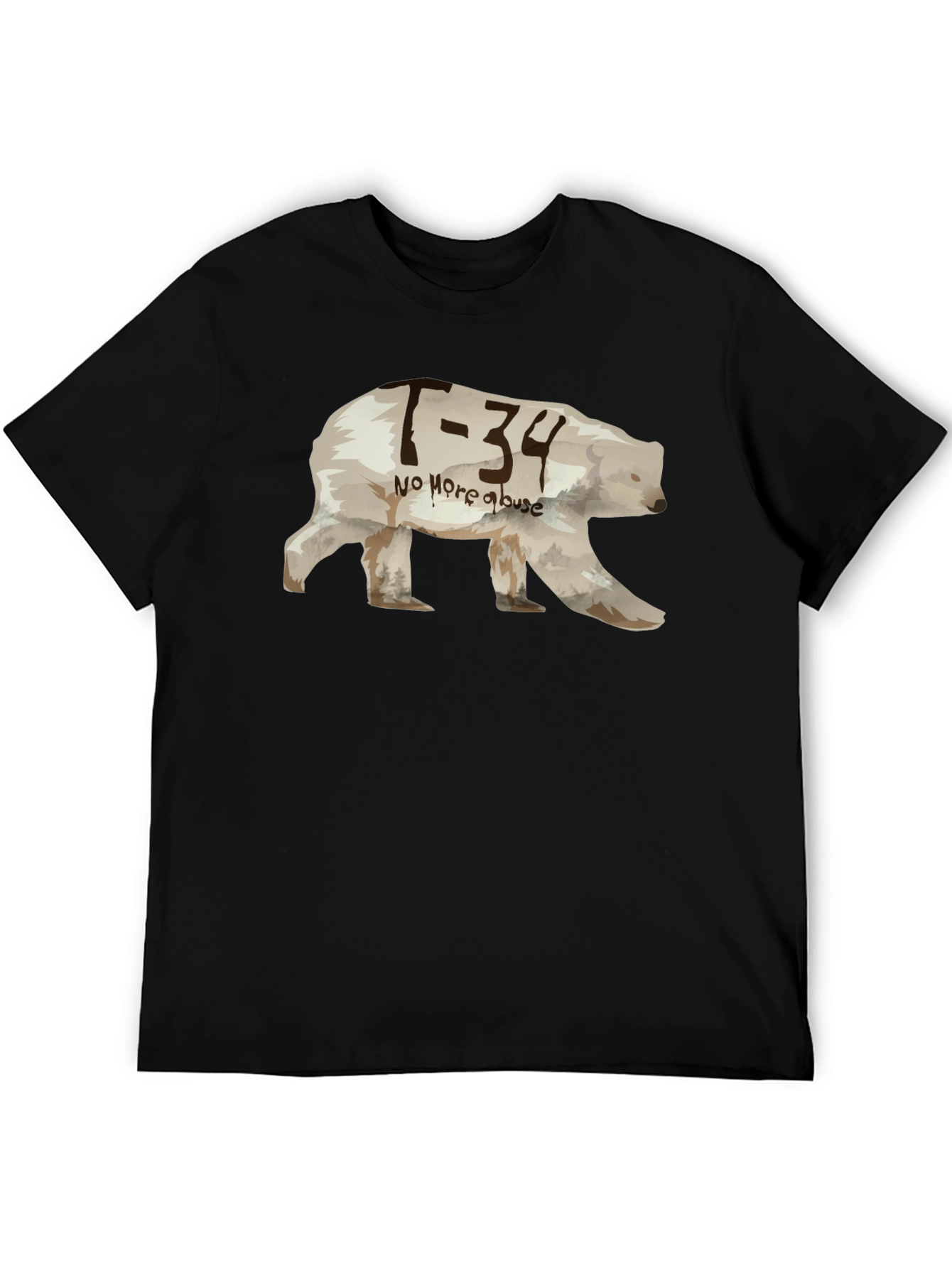 Black T-Shirt with Bear Graphic