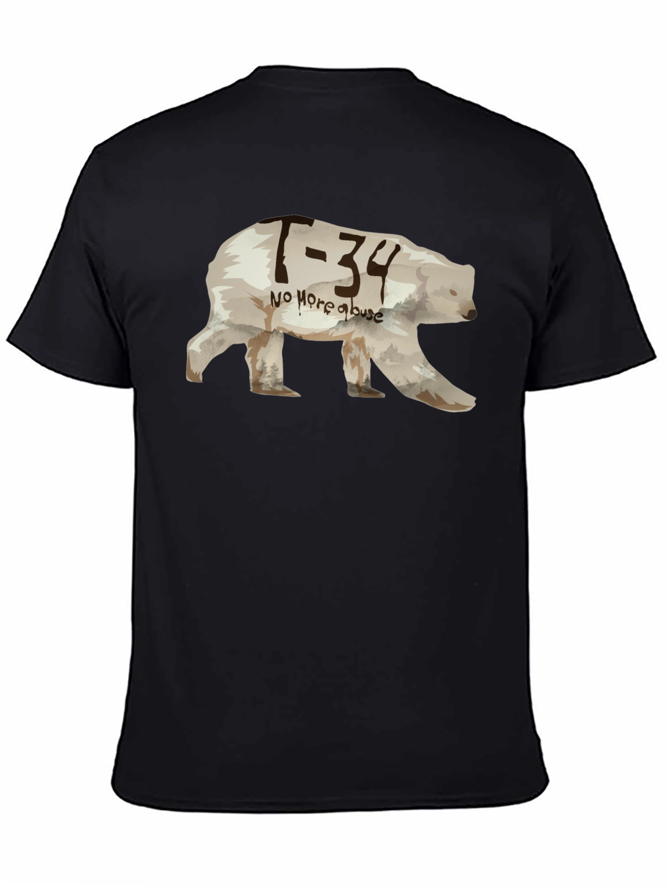 Black T-Shirt with Bear Graphic