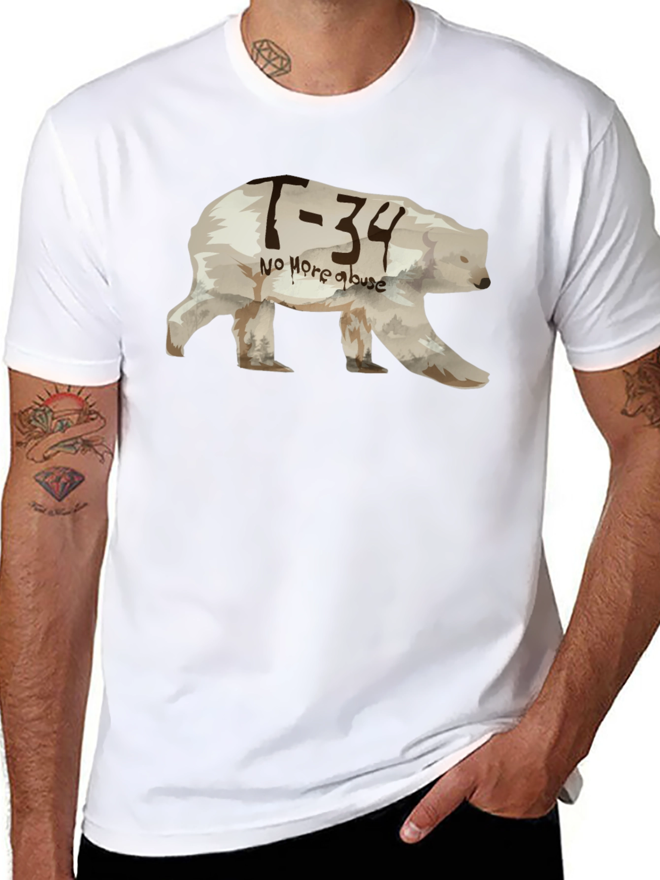 Black T-Shirt with Bear Graphic
