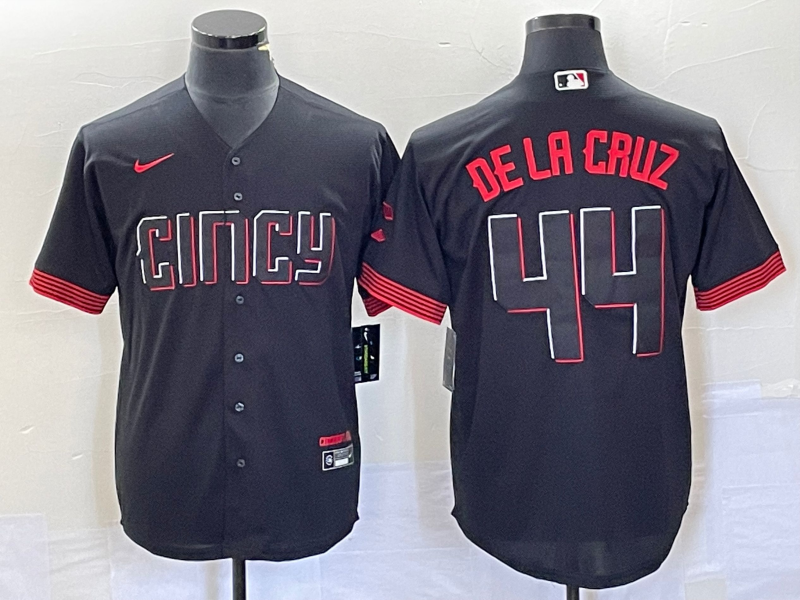 Men's Cincinnati Reds Elly De La Cruz #44 Black 2023 City Connect Replica Player Jerseys