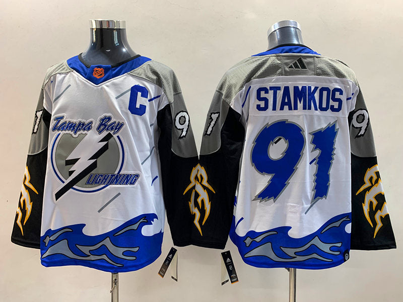 Men's Tampa Bay Lightning Steven Stamkos #91 White Player Game Jerseys