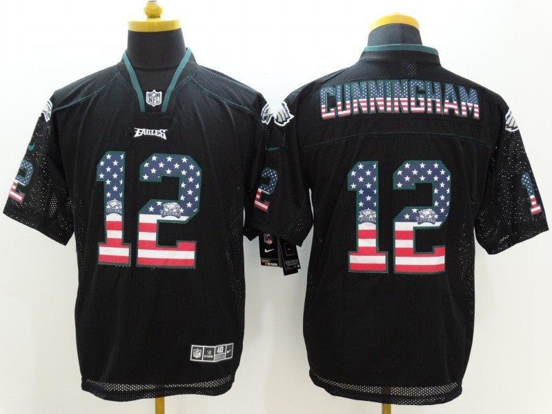 Men's Philadelphia Eagles Randall Cunningham #12 Black Game Jerseys