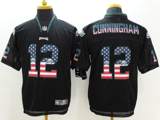 Men's Philadelphia Eagles Randall Cunningham #12 Black Game Jerseys