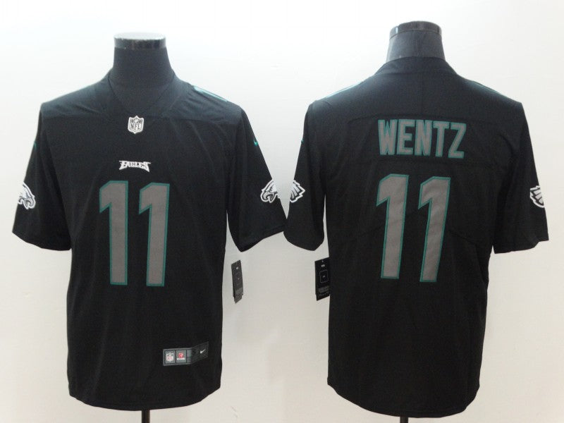 Men's Philadelphia Eagles #11 Carson Wentz Black Team Game Jerseys