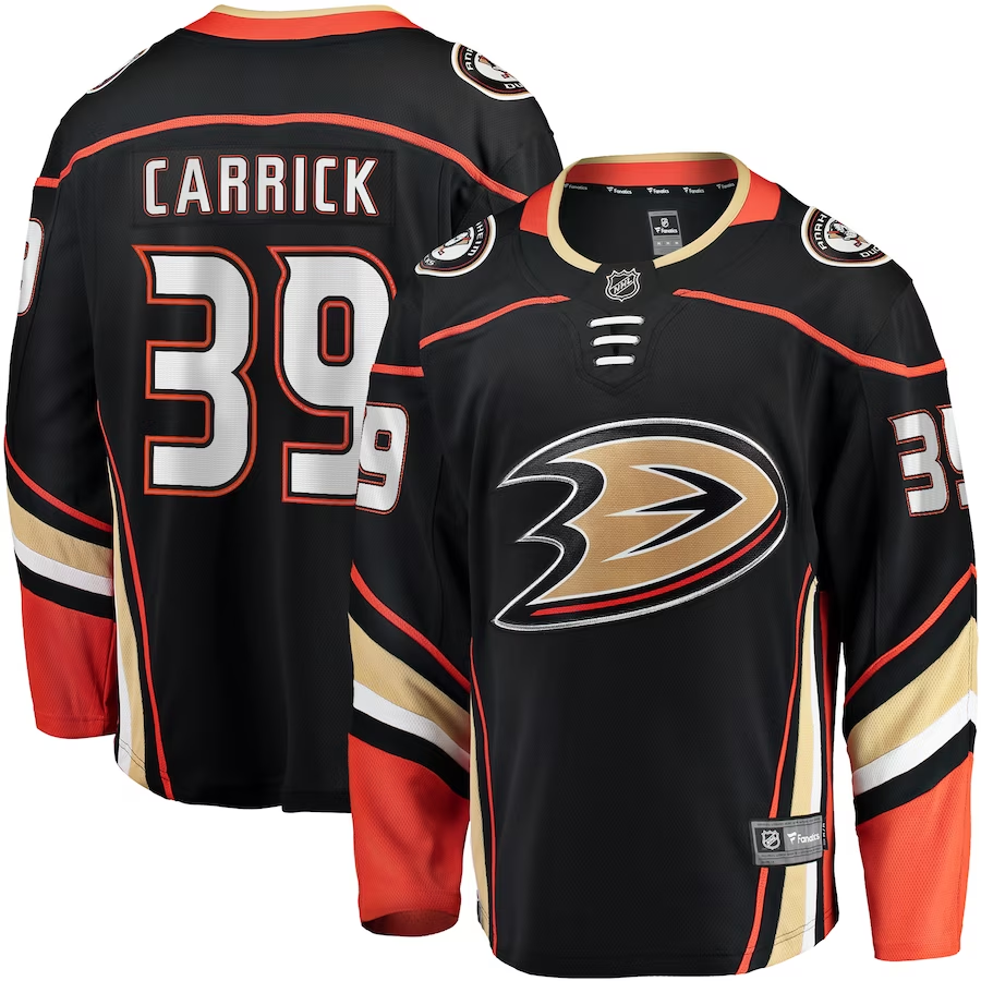 Men's Anaheim Ducks Sam Carrick #39 Black Home Breakaway Player Jerseys