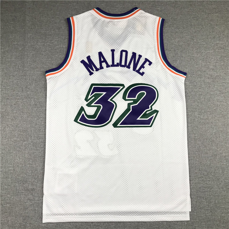 Men's Utah Jazz Karl Malone White 1996-97 Hardwood Classics Swingman Jerseys