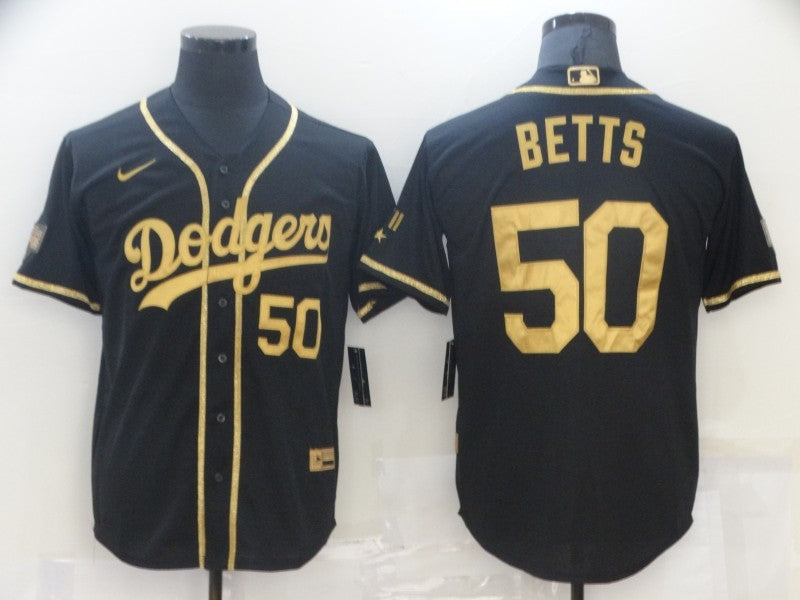 Men's Los Angeles Dodgers Mookie Betts #50 Black Game Player Jerseys