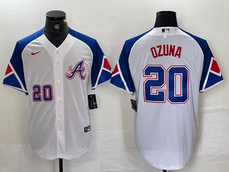 Men's Atlanta Braves Marcell Ozuna #20 White City Connect Limited Player Jerseys