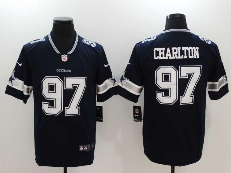 Men's Dallas Cowboys Taco Charlton #97 Navy Game Jerseys