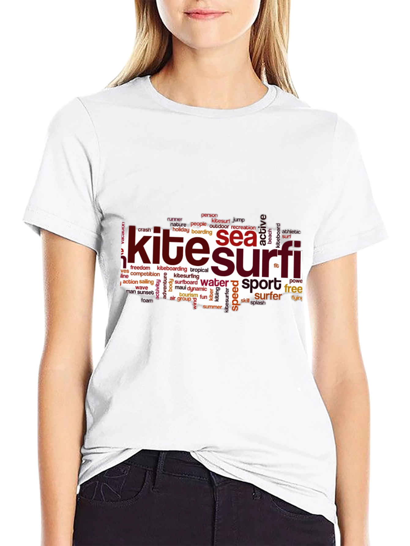 Kite Surfing Word Art Graphic T-Shirt
