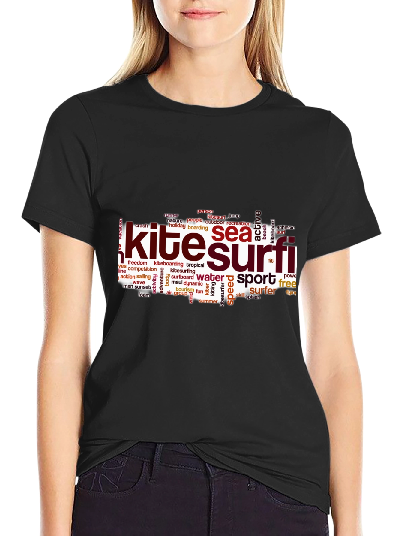 Kite Surfing Word Art Graphic T-Shirt
