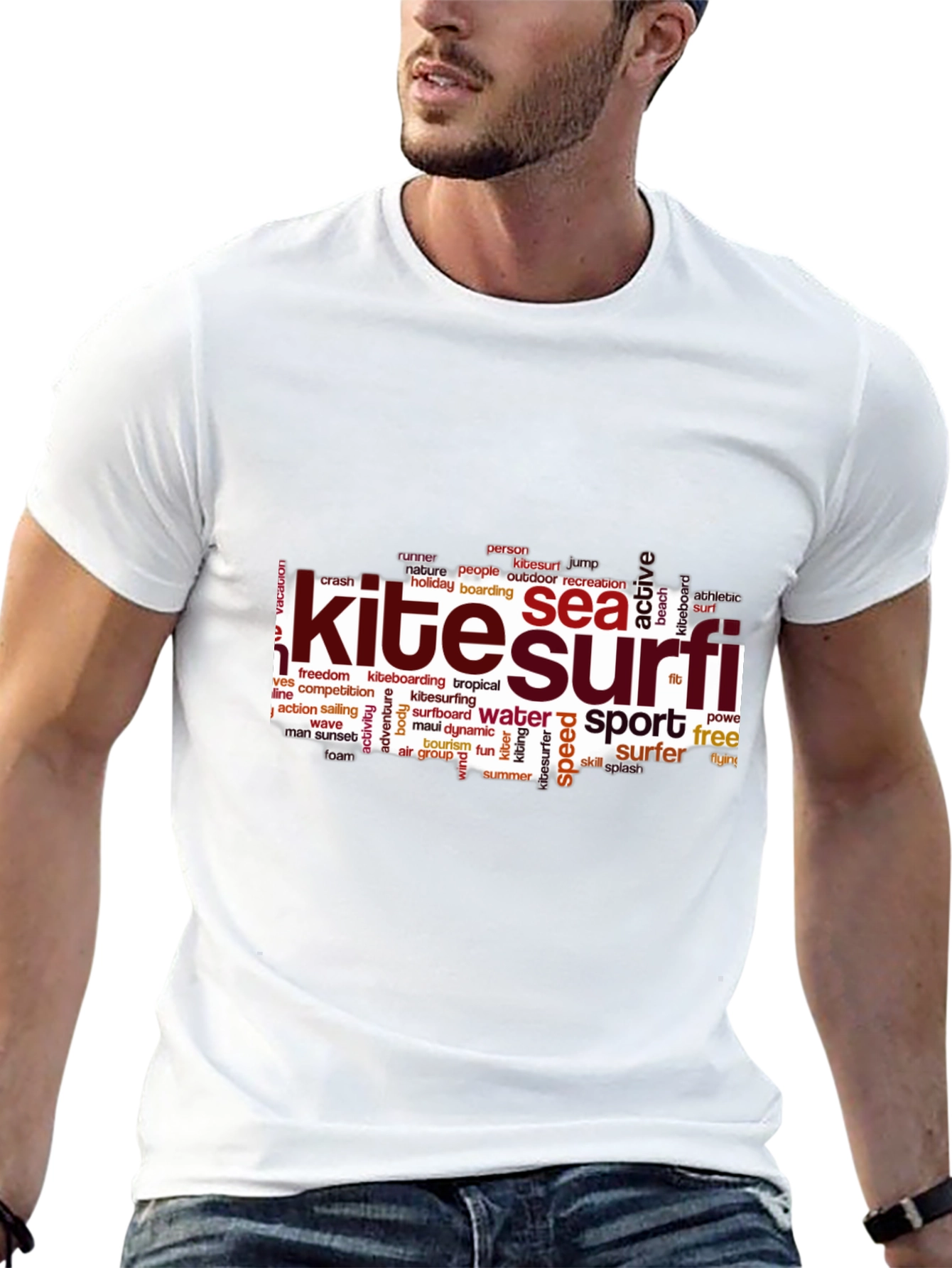Kite Surfing Word Art Graphic T-Shirt