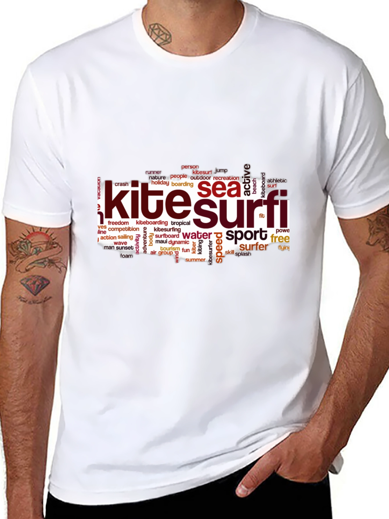 Kite Surfing Word Art Graphic T-Shirt