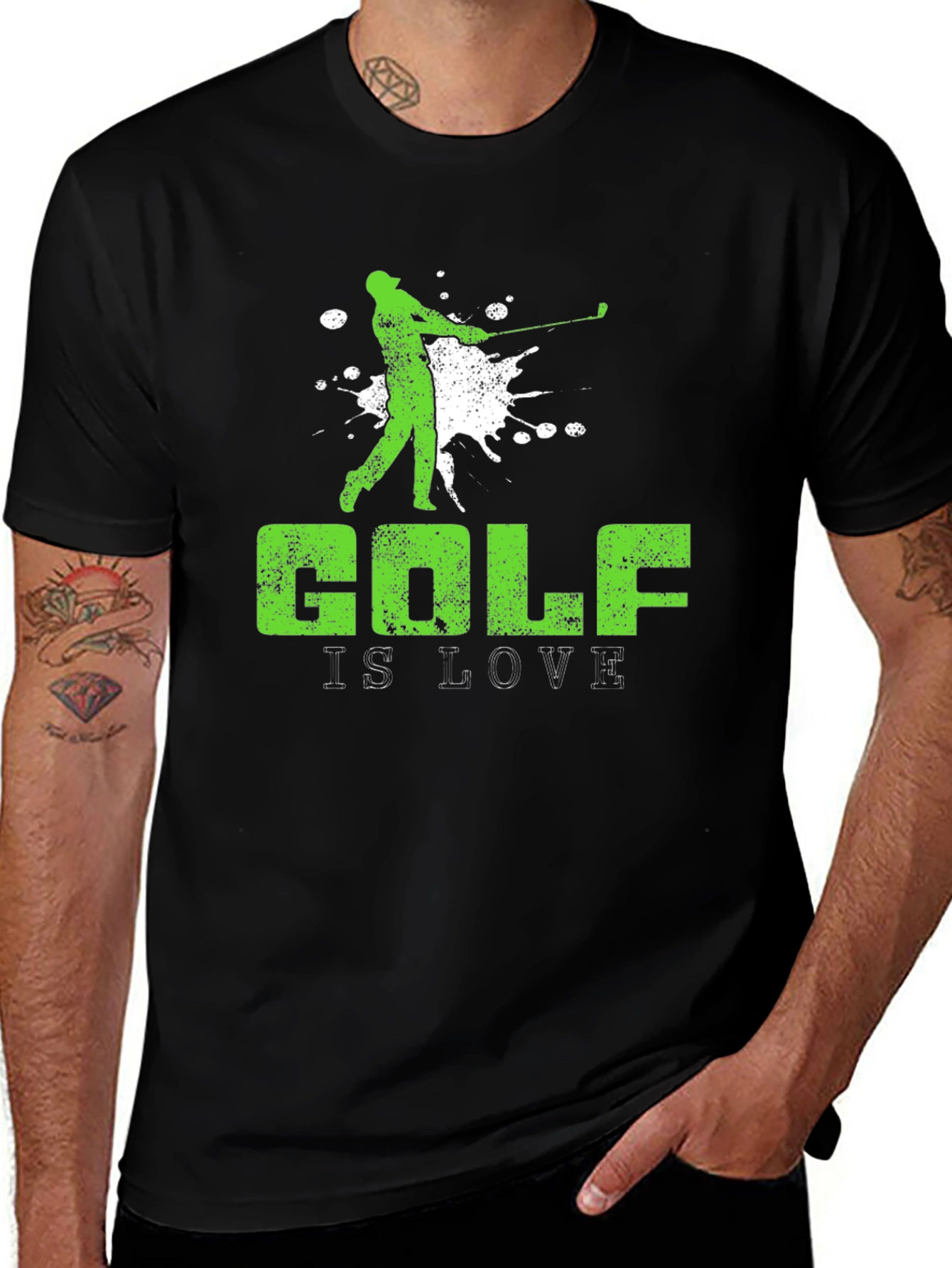 Golf Is Love Mens Black Graphic T-Shirt