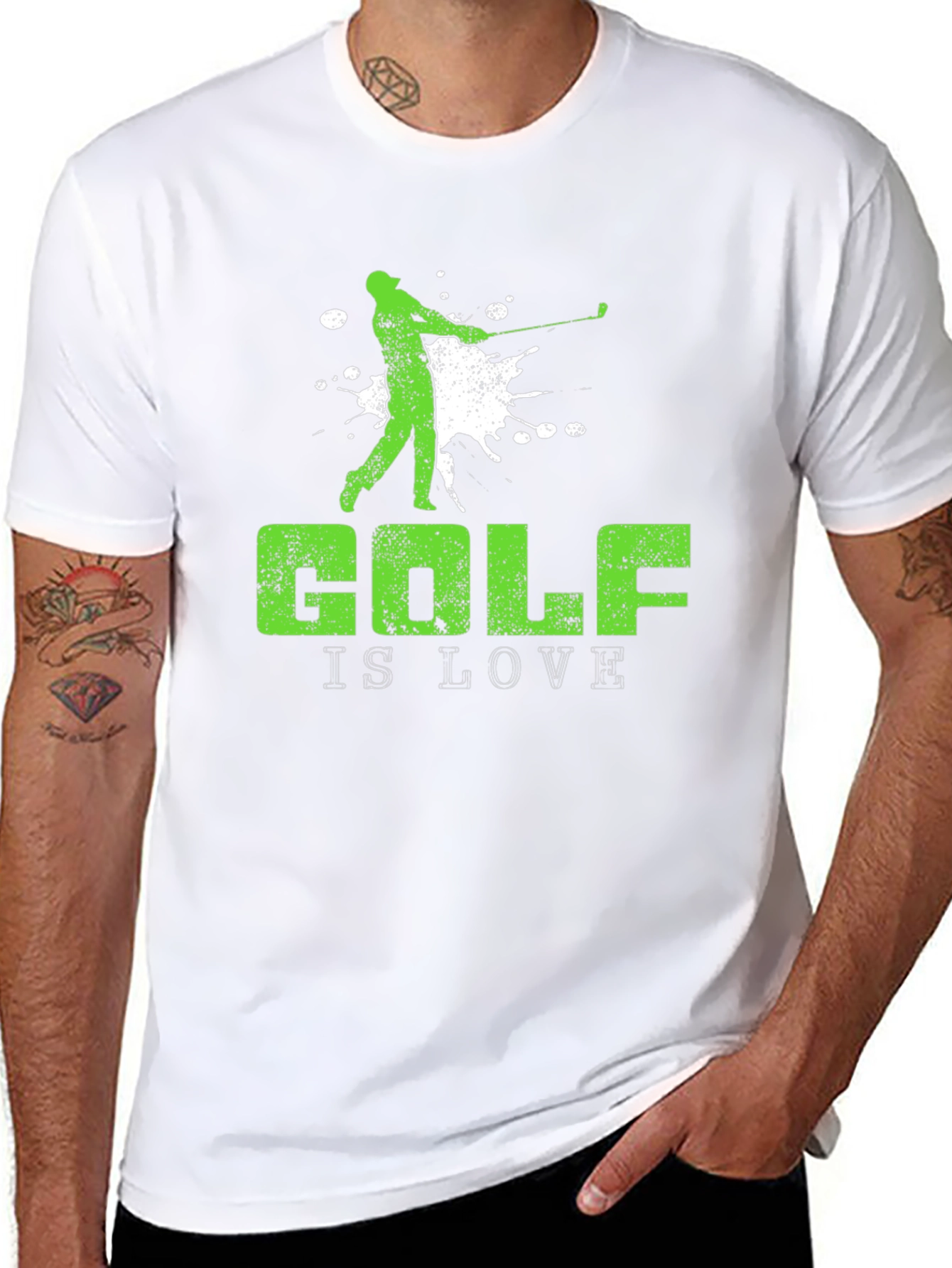 Golf Is Love Mens Black Graphic T-Shirt