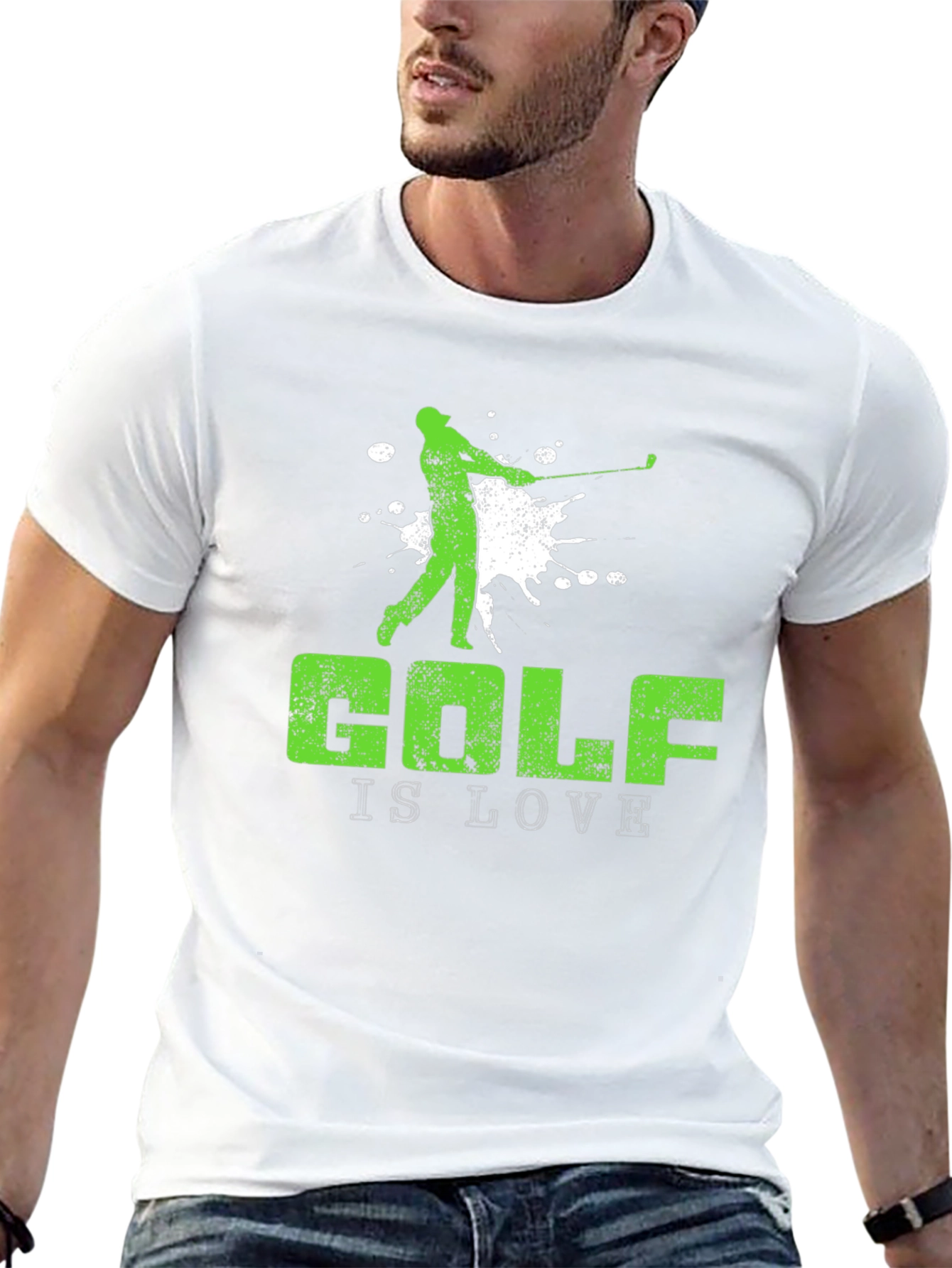 Golf Is Love Mens Black Graphic T-Shirt