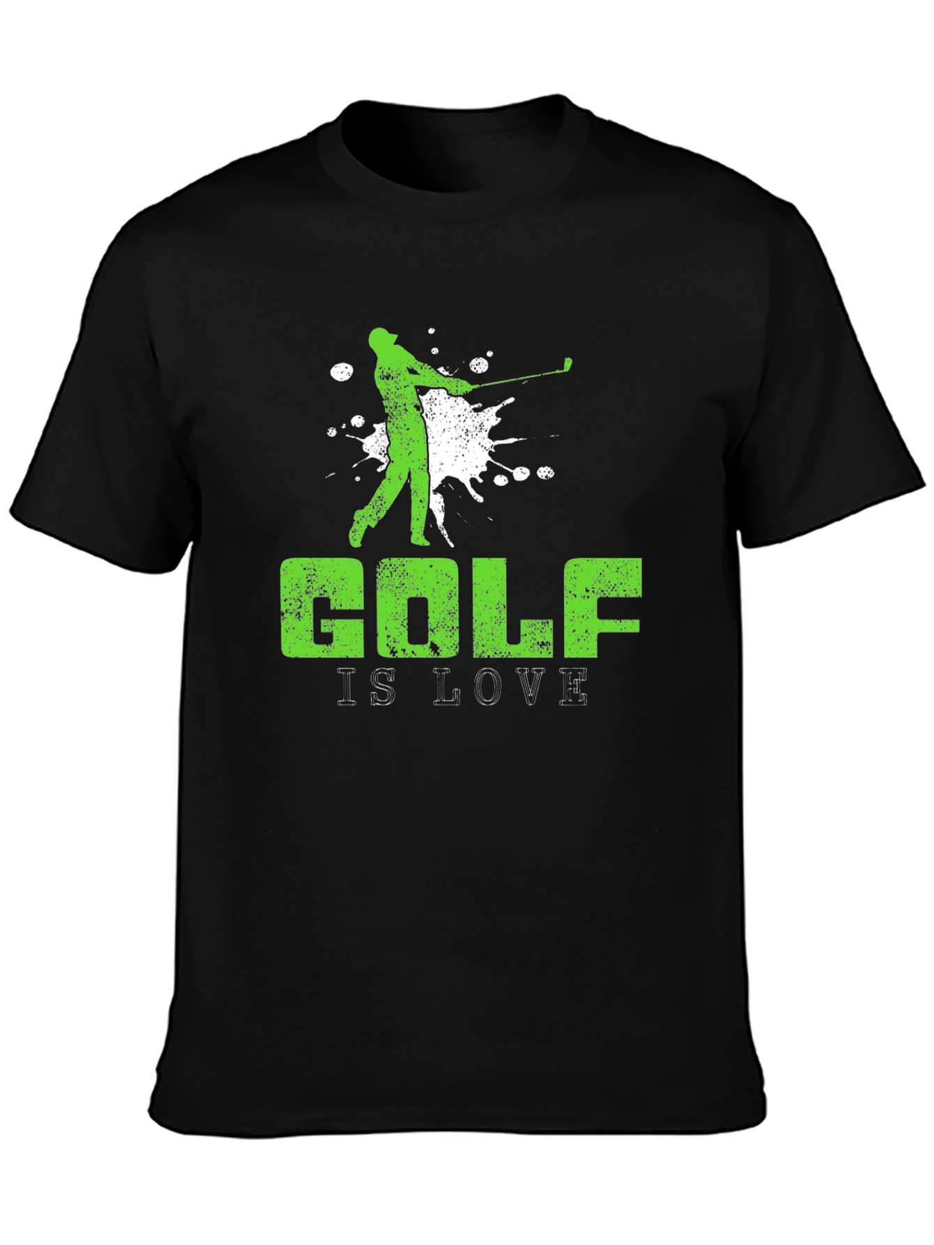 Golf Is Love Mens Black Graphic T-Shirt