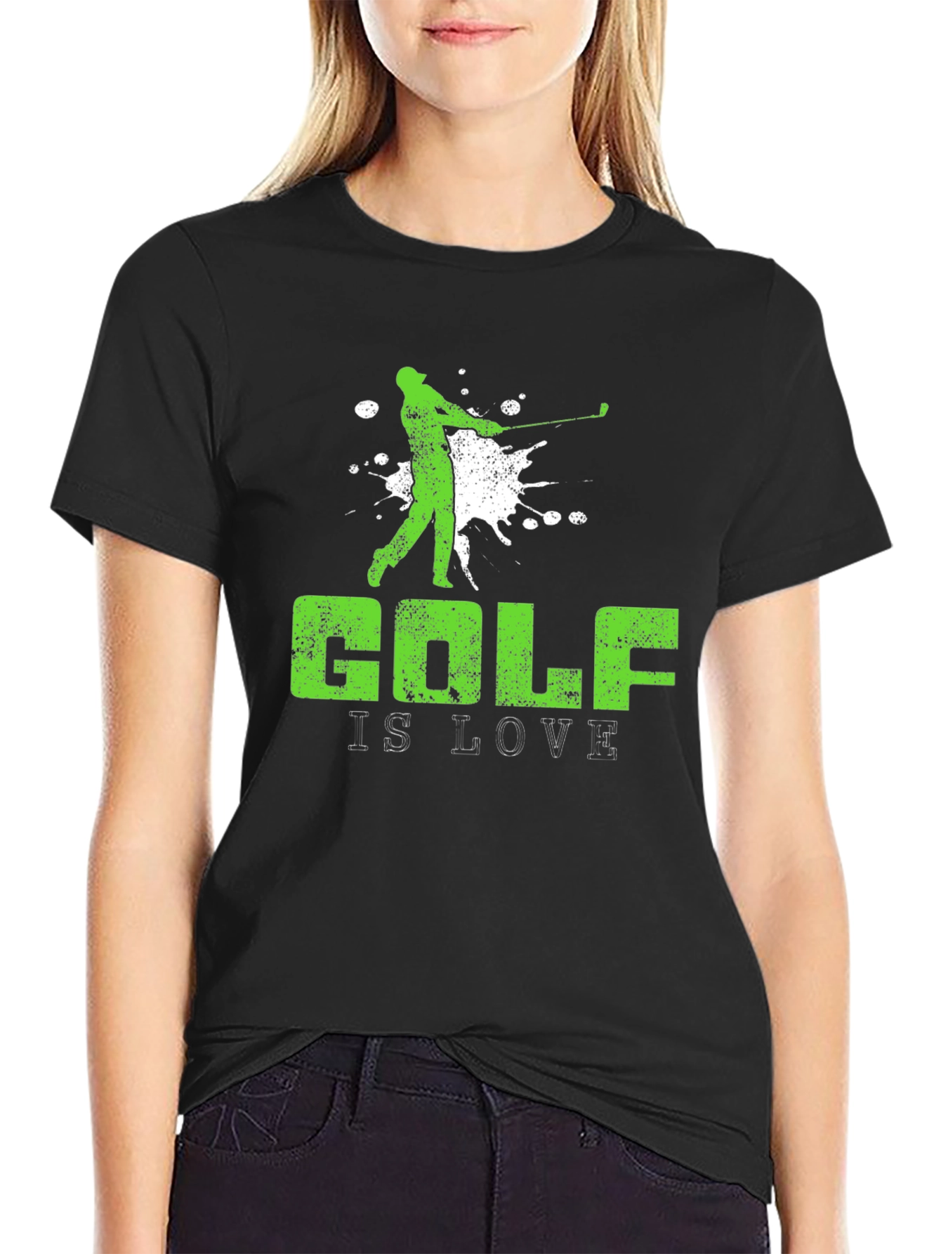 Golf Is Love Mens Black Graphic T-Shirt