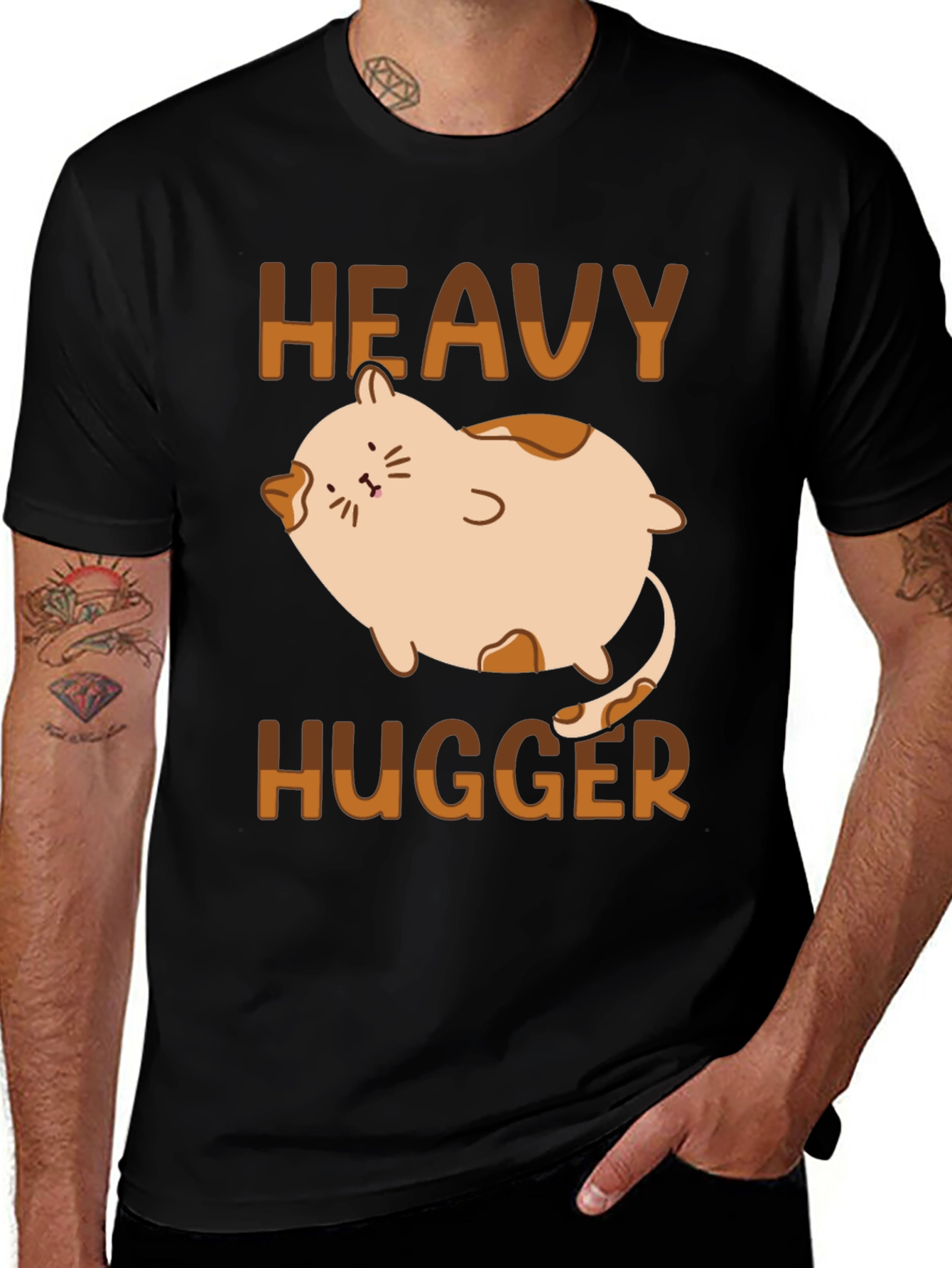 Heavy Hugger Cat T-Shirt - Cute Graphic Tee