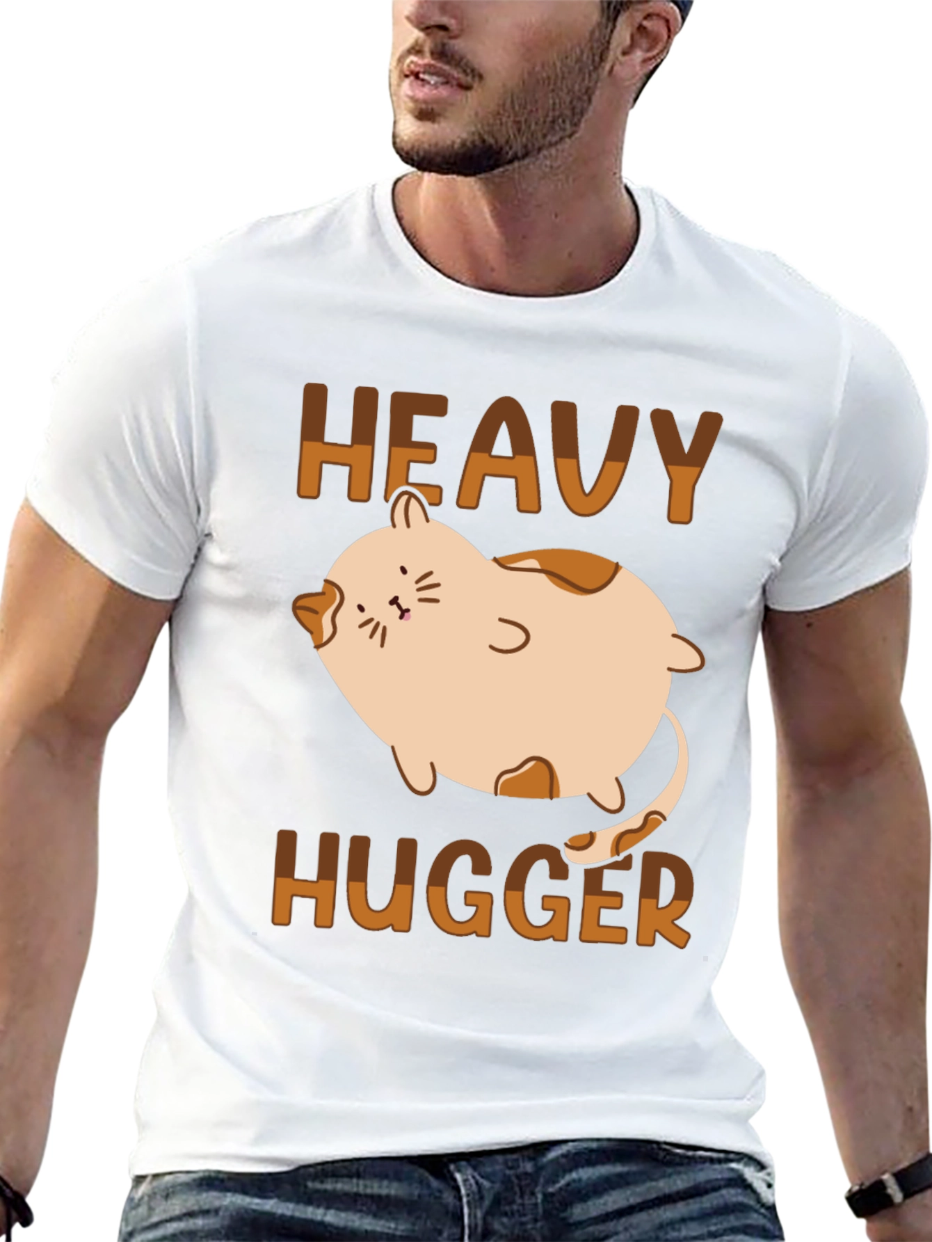 Heavy Hugger Cat T-Shirt - Cute Graphic Tee