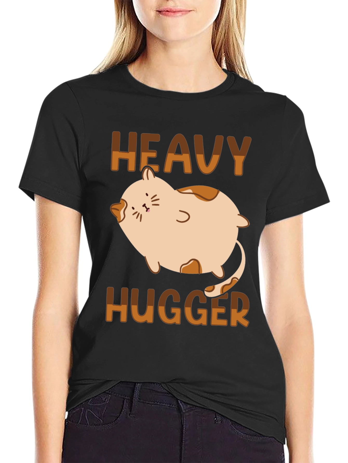 Heavy Hugger Cat T-Shirt - Cute Graphic Tee