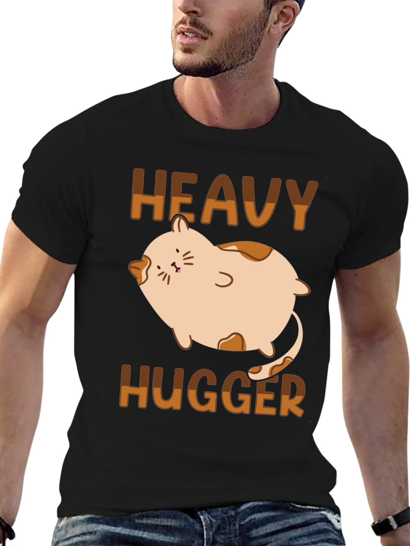 Heavy Hugger Cat T-Shirt - Cute Graphic Tee