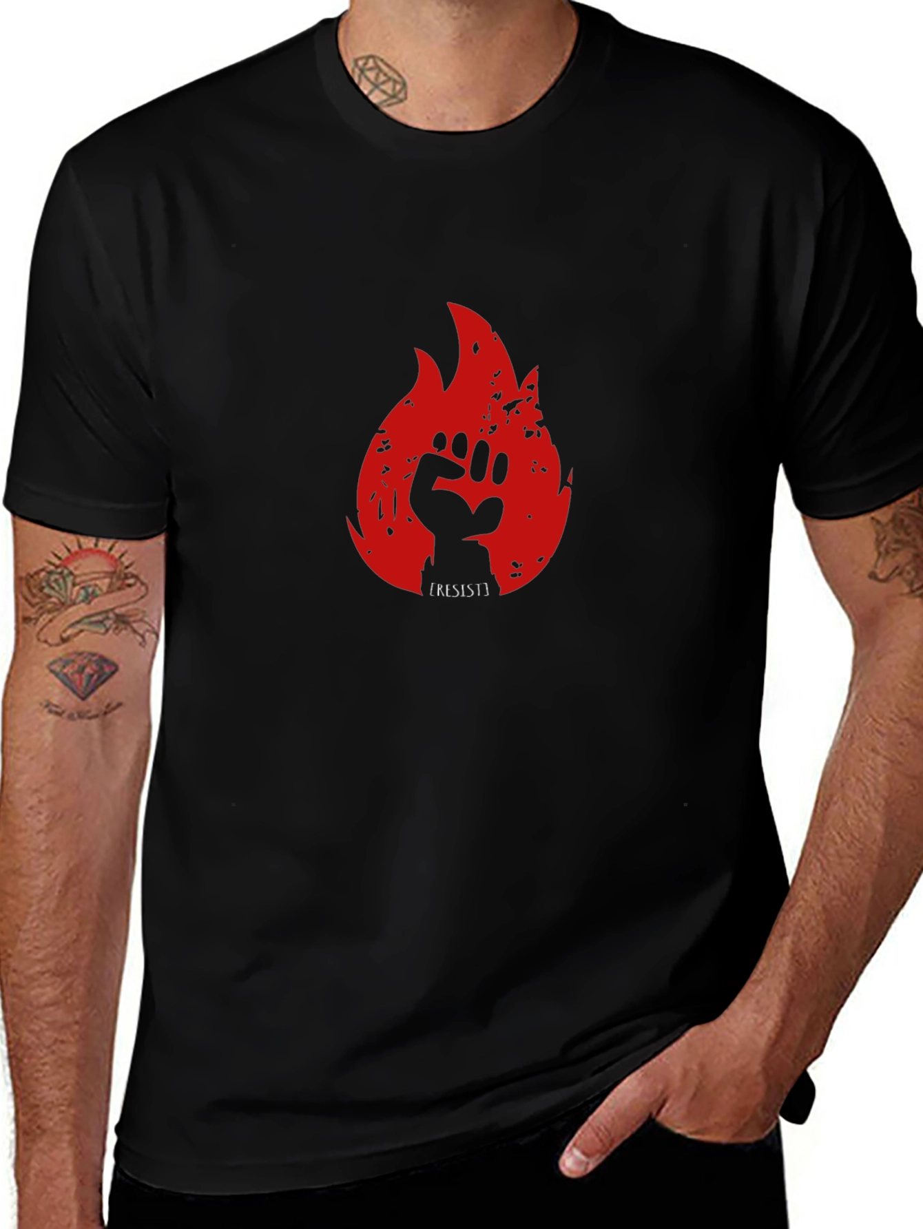 Resist Flame Graphic Tee - Black