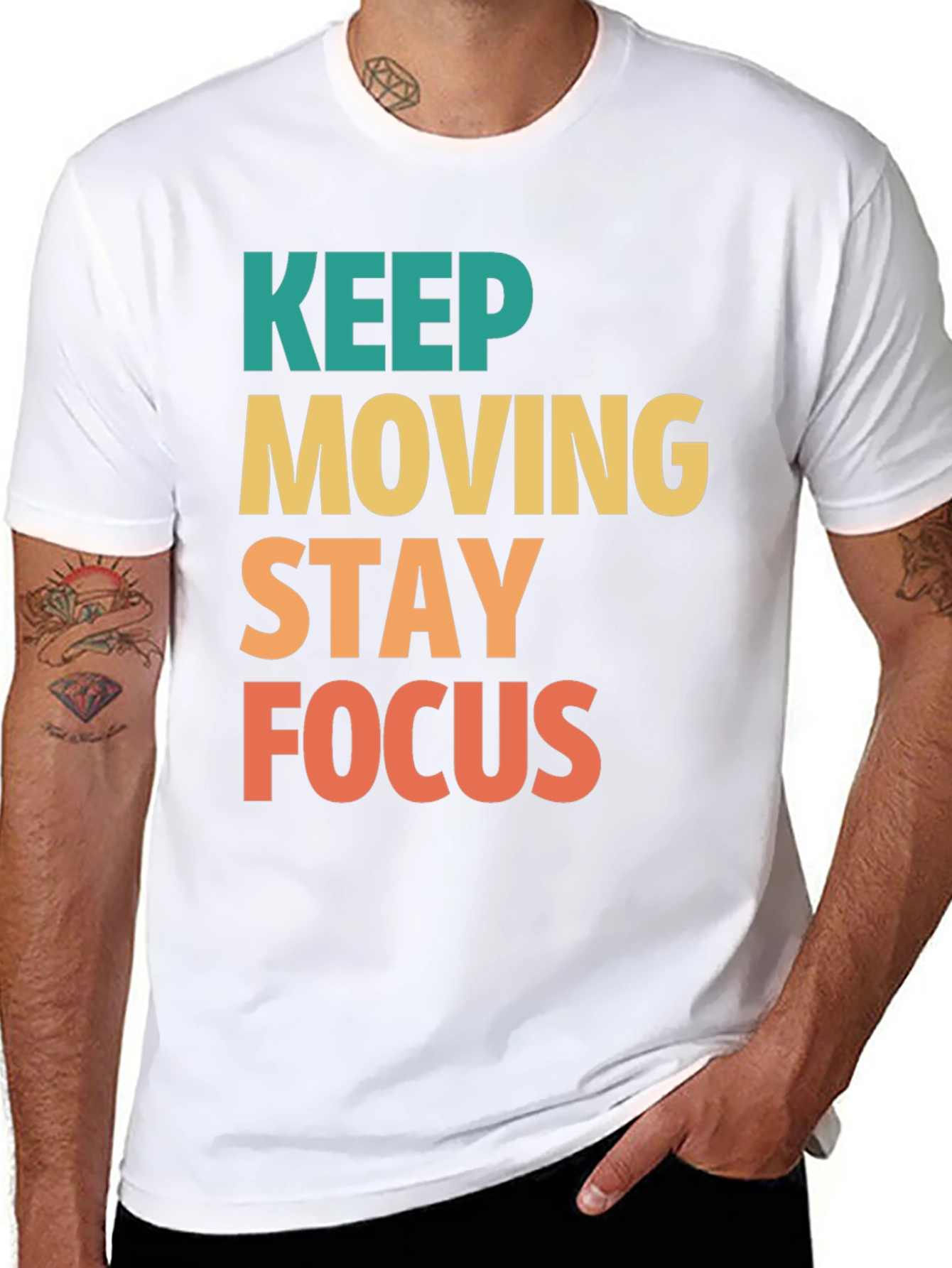 Keep Moving Stay Focus Graphic Tee - Motivational T-Shirt