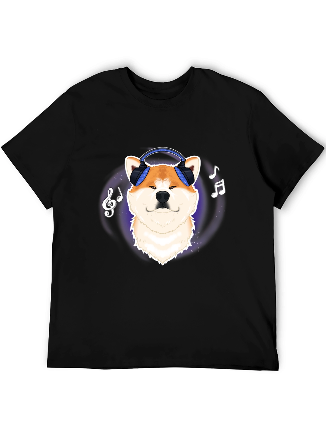 Akita Music Lover T-Shirt - Cute Dog with Headphones