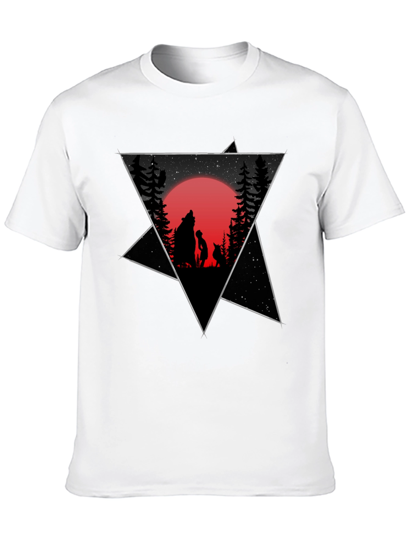 Black Graphic Tee - Wolf Boy Moon Design
