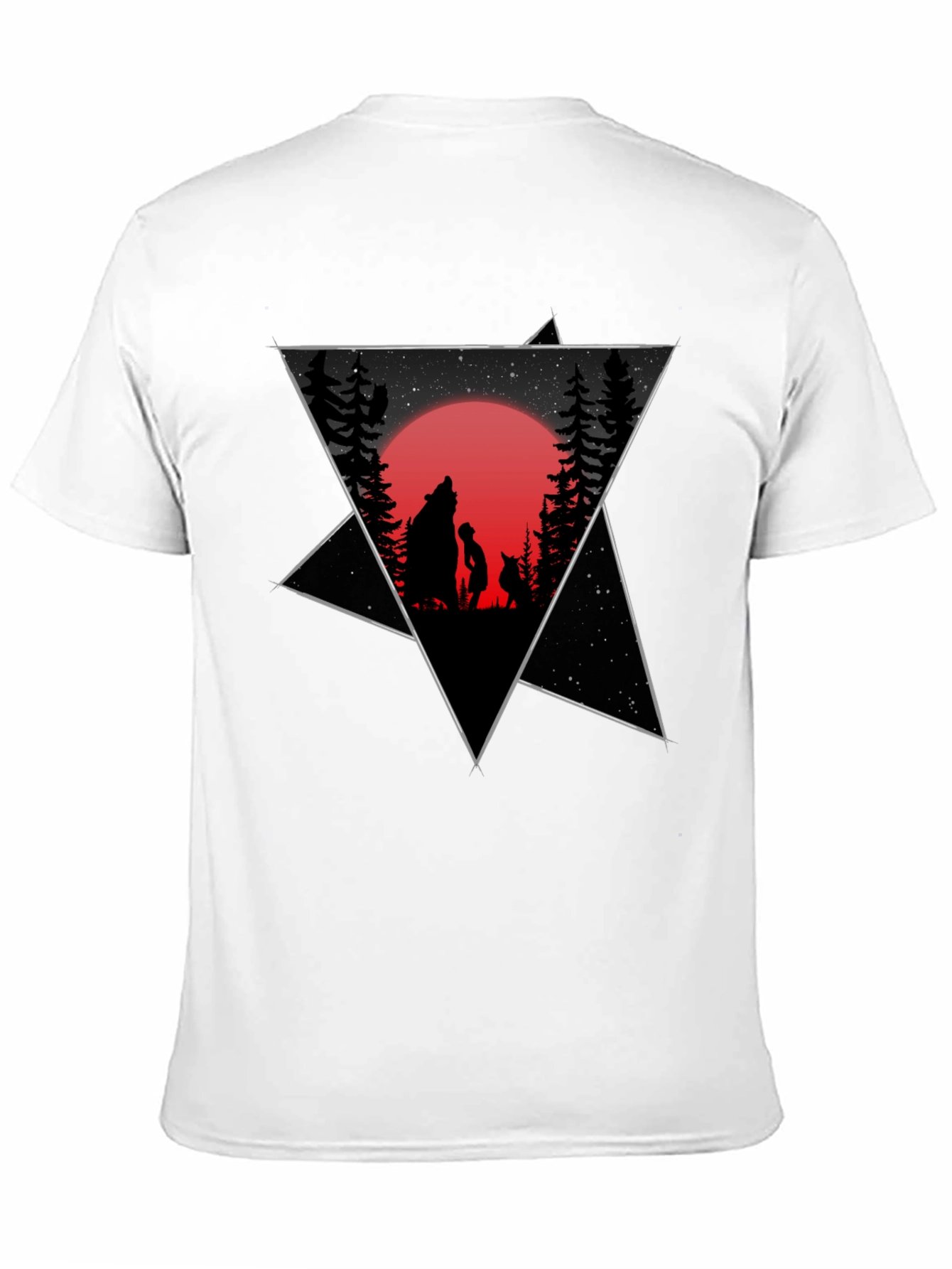 Black Graphic Tee - Wolf Boy Moon Design