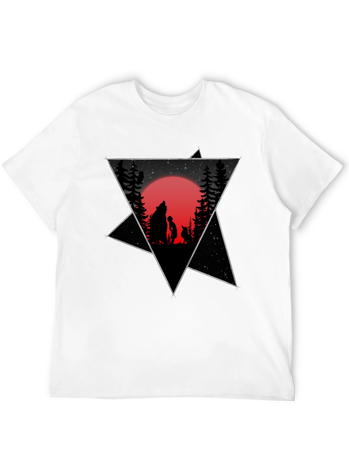 Black Graphic Tee - Wolf Boy Moon Design