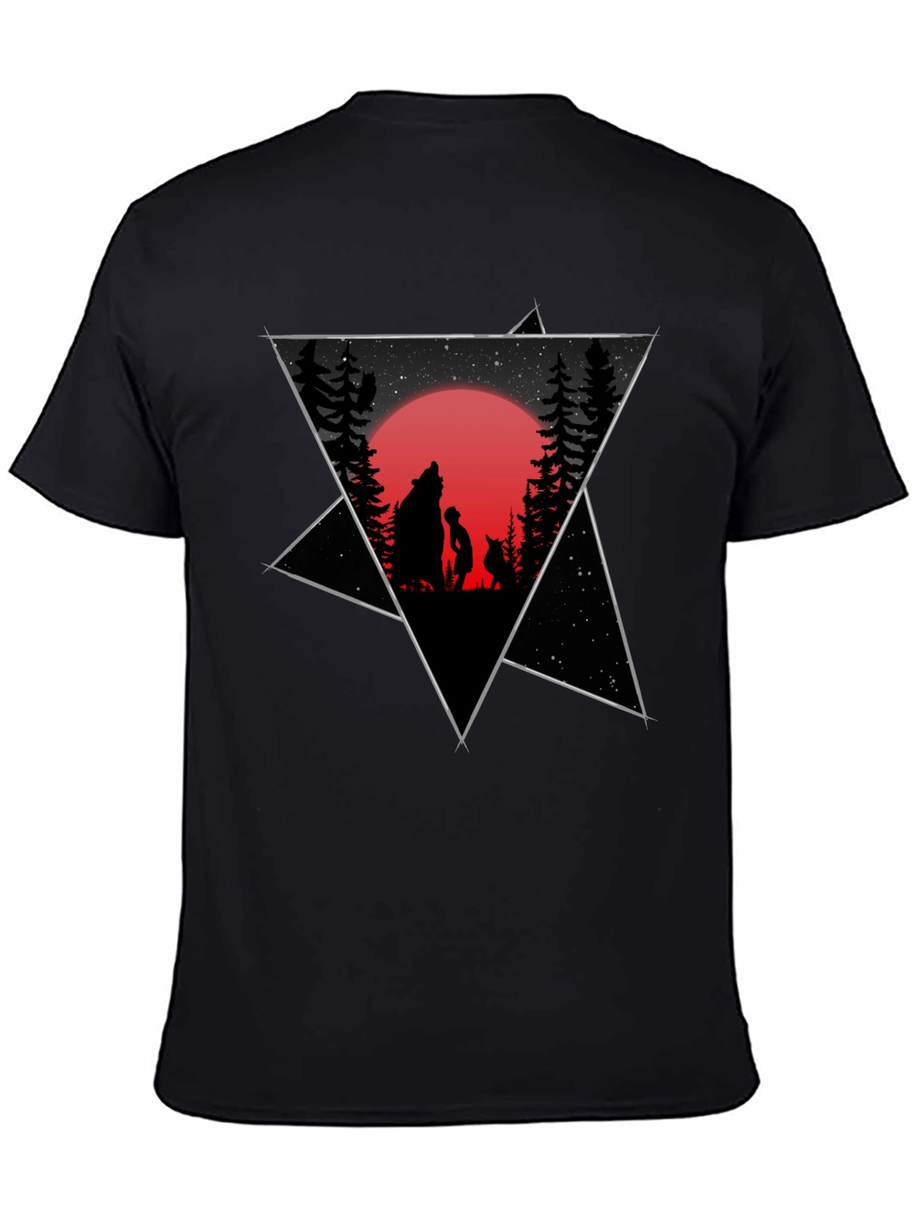 Black Graphic Tee - Wolf Boy Moon Design