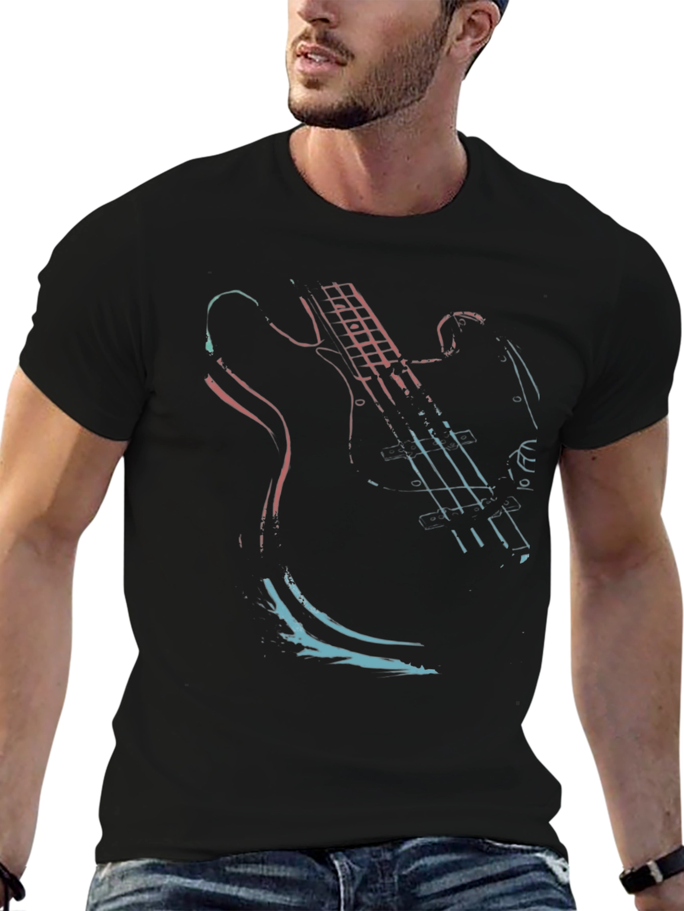 Retro Bass Guitar Graphic Tee - Unisex