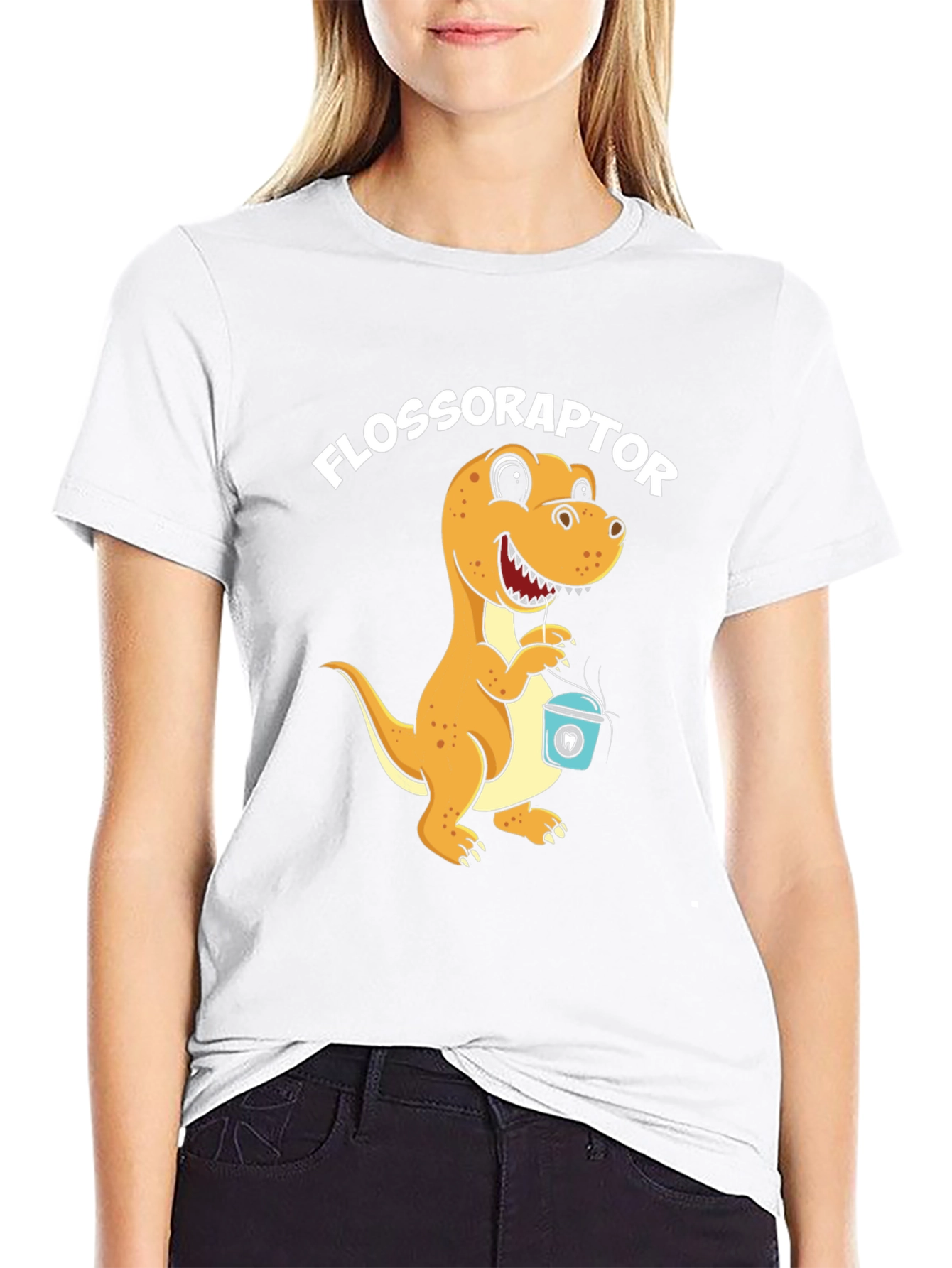 Flossoraptor T-Shirt - Dental Hygiene Dinosaur
