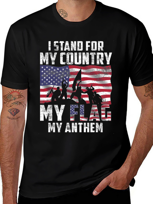 Patriotic Graphic T-Shirt - I Stand For My Country Flag