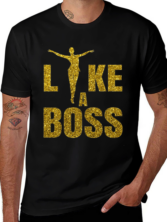 Like A Boss Glitter Graphic T-Shirt