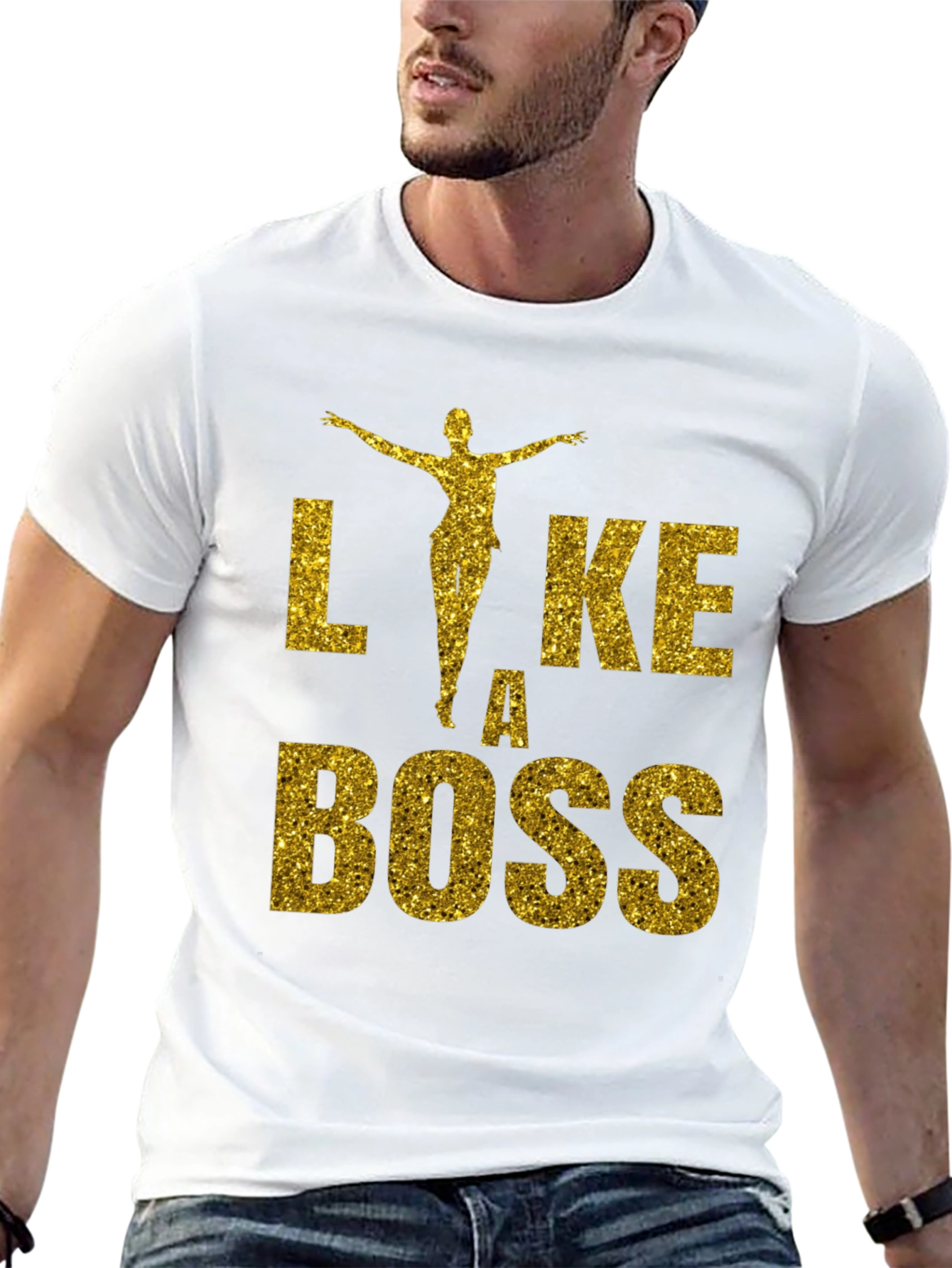 Like A Boss Glitter Graphic T-Shirt