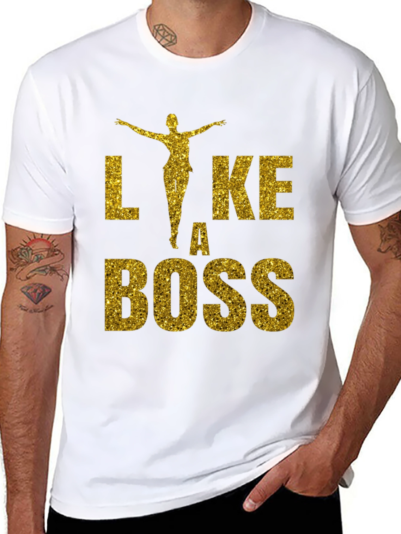 Like A Boss Glitter Graphic T-Shirt