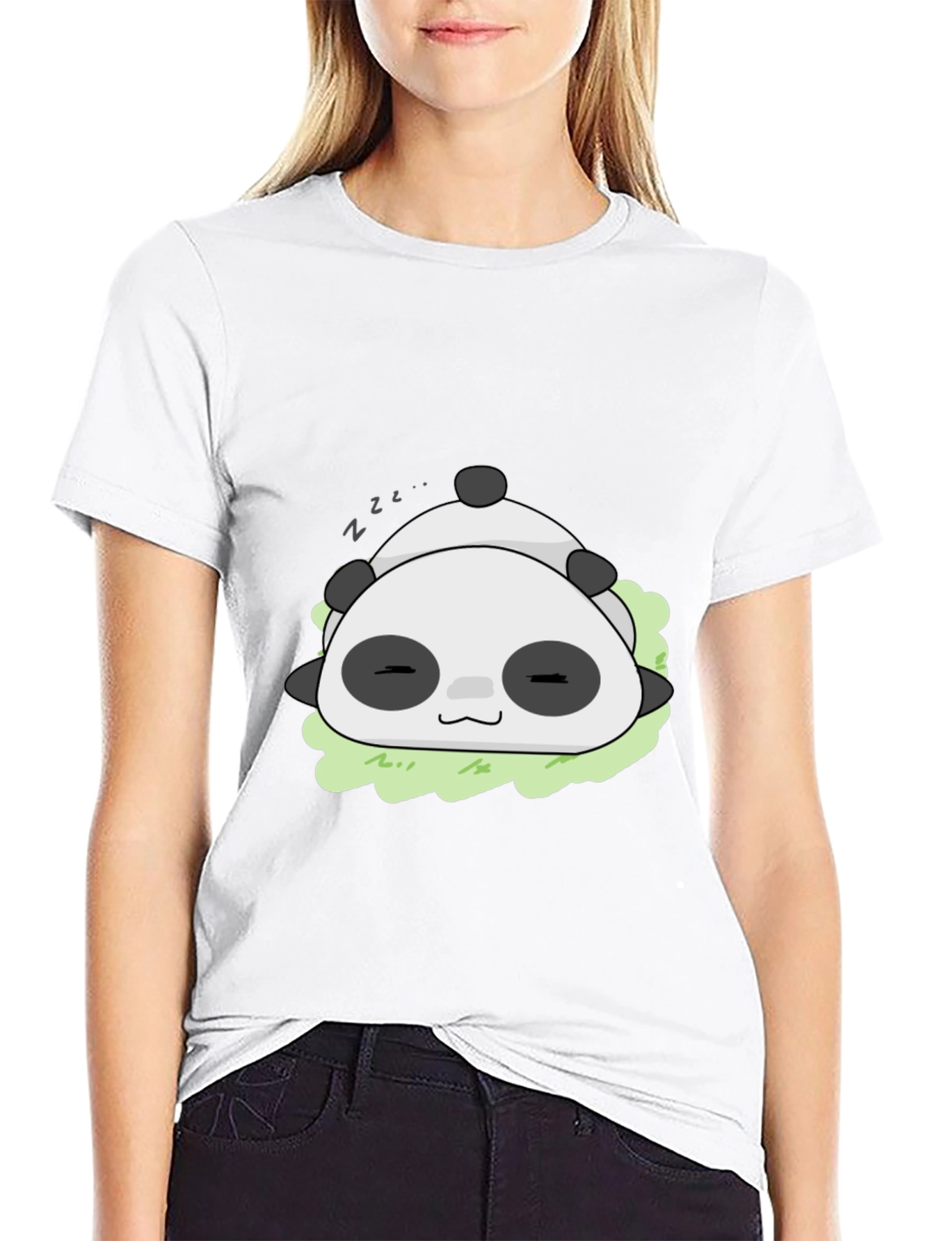 Cute Sleeping Panda T-Shirt - Black