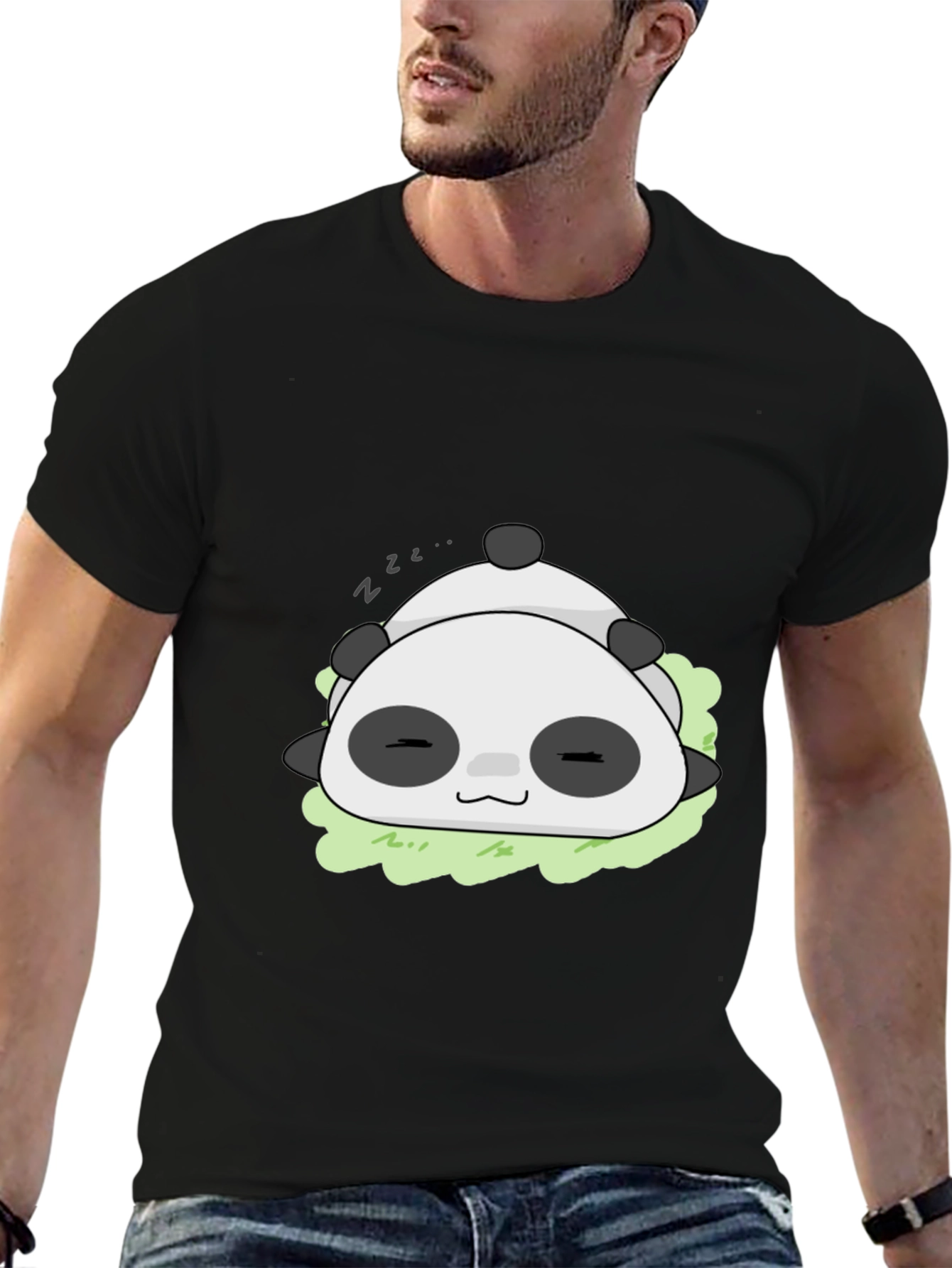 Cute Sleeping Panda T-Shirt - Black
