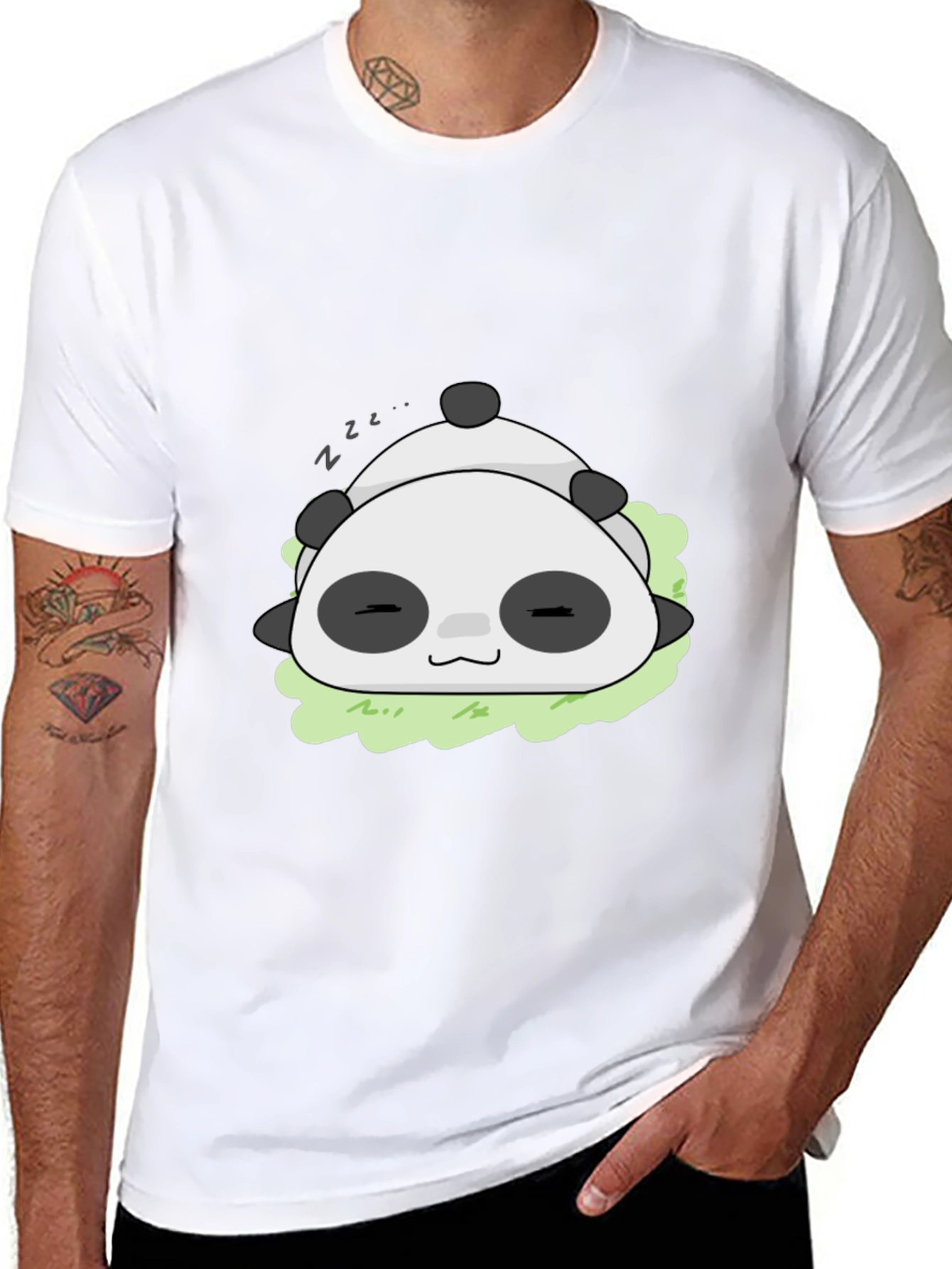 Cute Sleeping Panda T-Shirt - Black