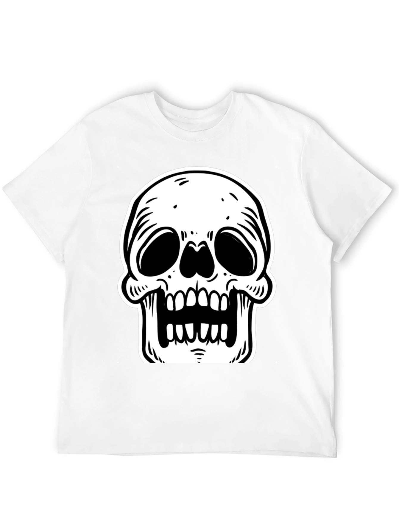 Black T-Shirt with White Skull Graphic