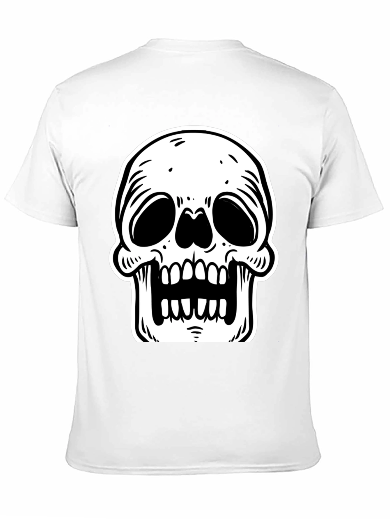 Black T-Shirt with White Skull Graphic