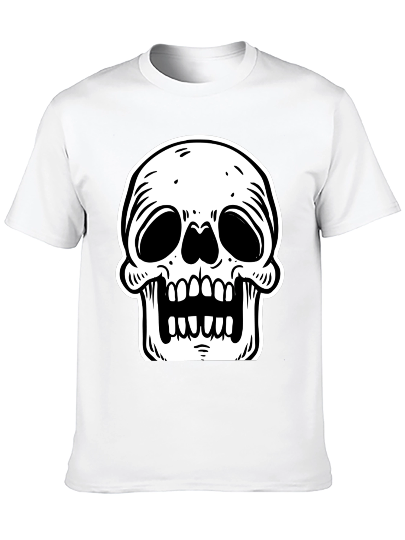 Black T-Shirt with White Skull Graphic