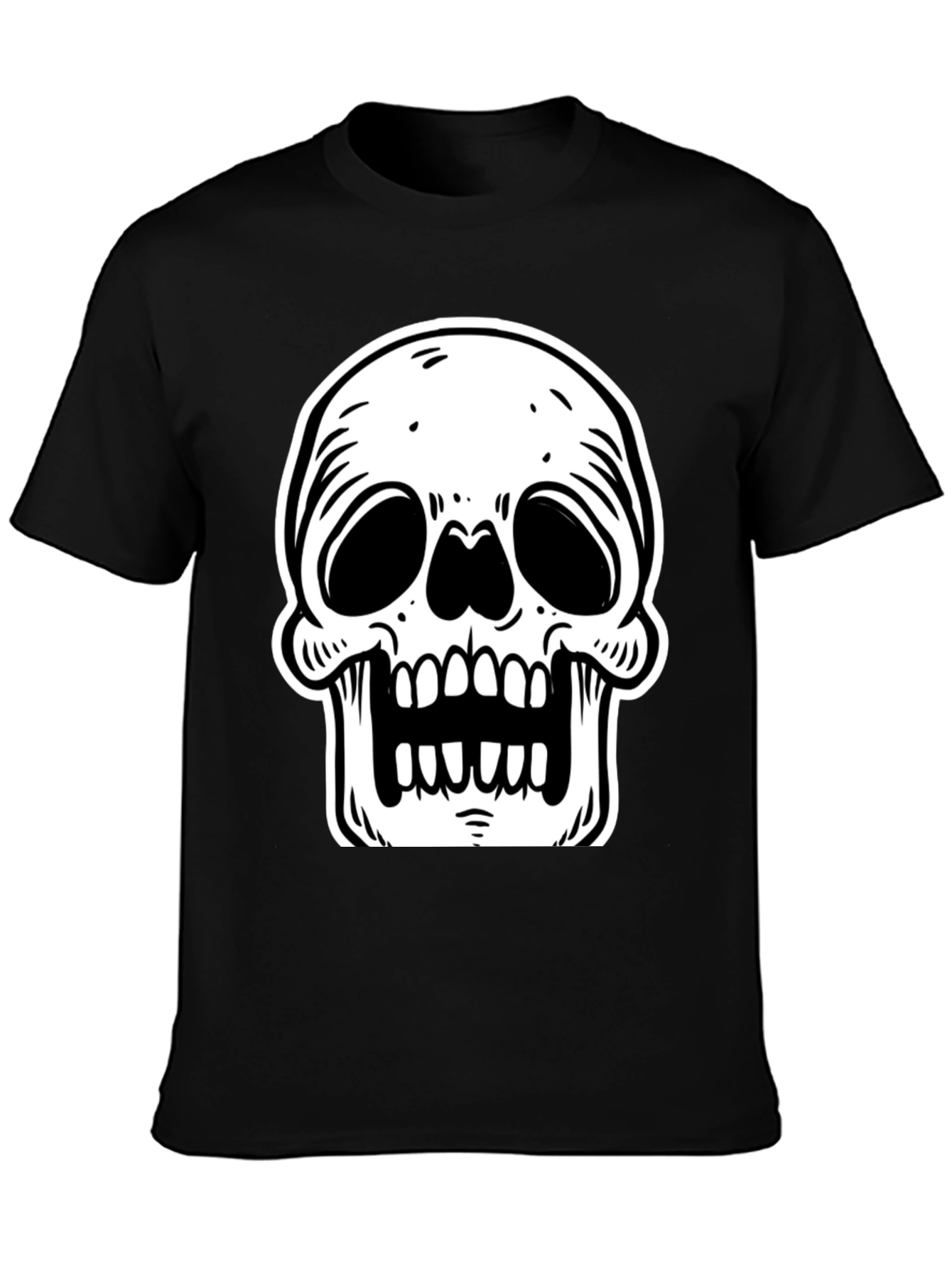 Black T-Shirt with White Skull Graphic