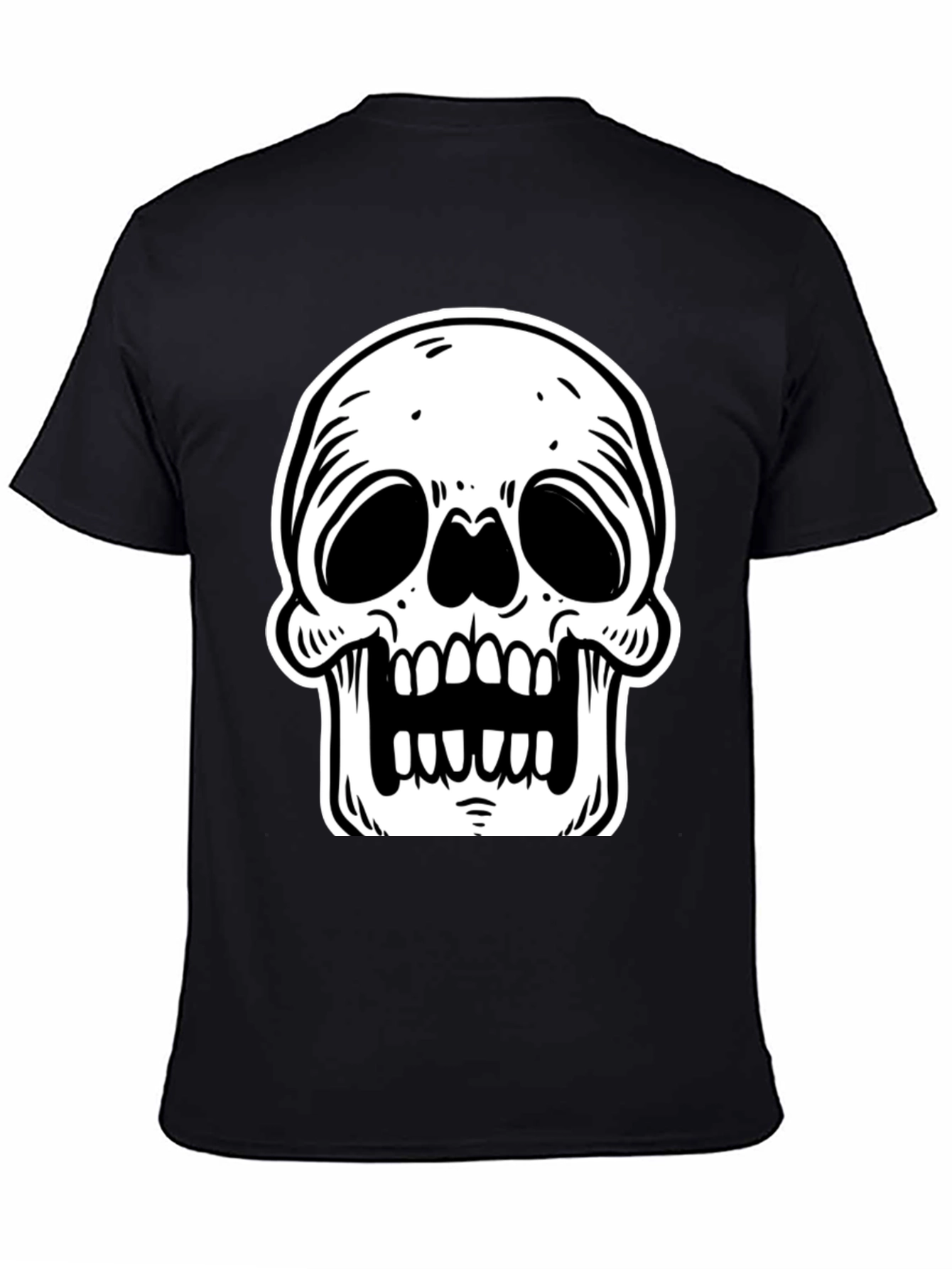 Black T-Shirt with White Skull Graphic