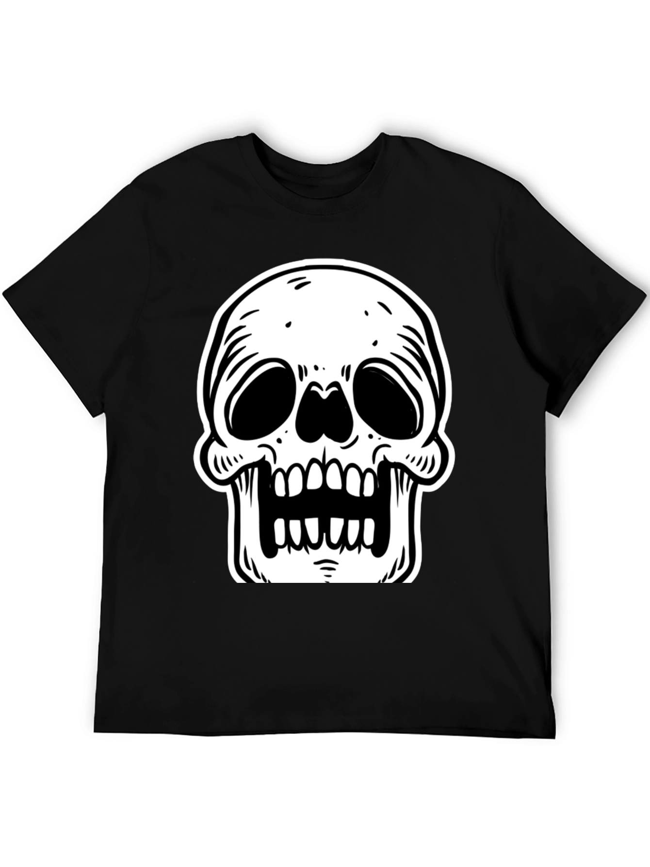 Black T-Shirt with White Skull Graphic