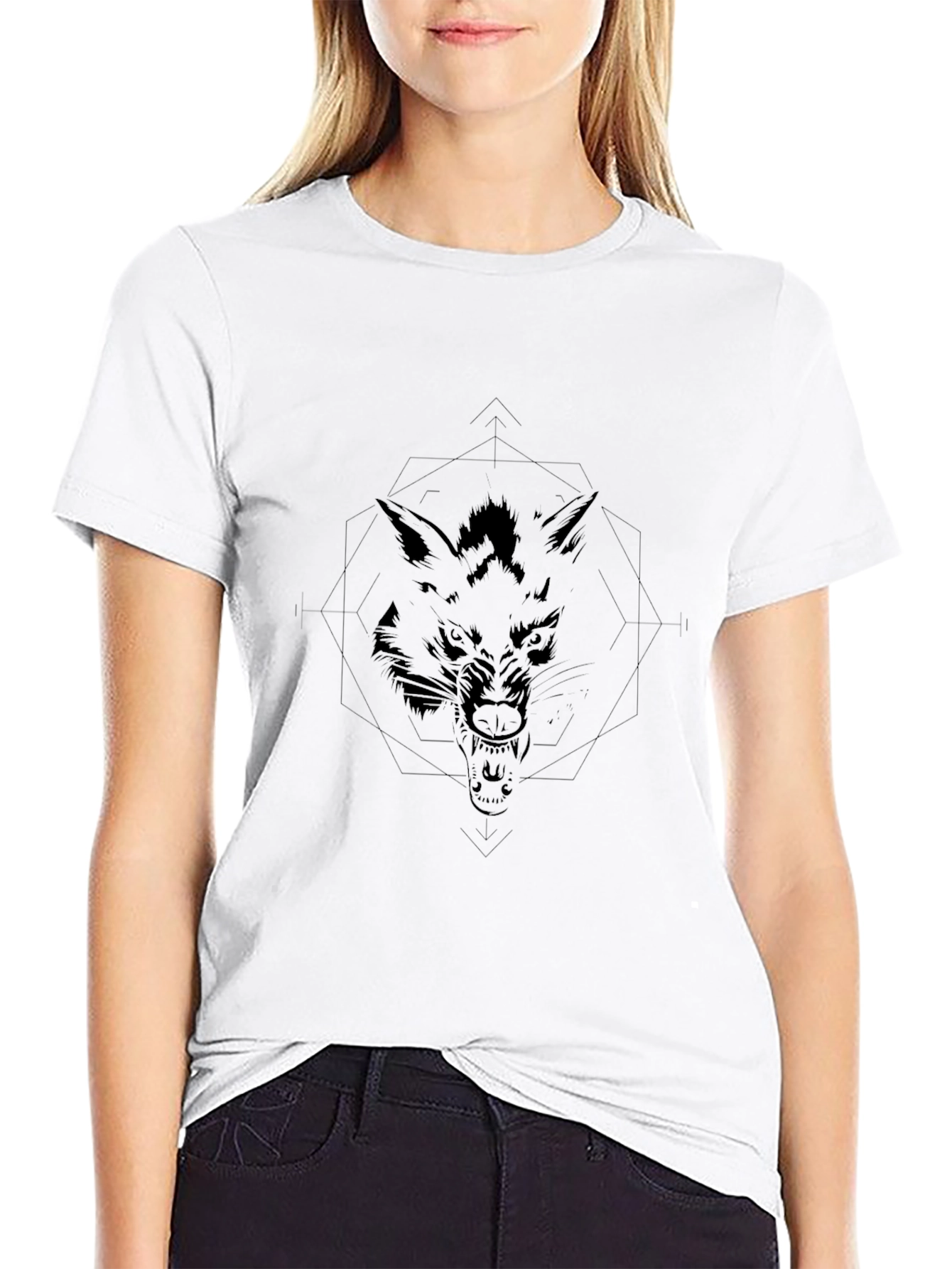 Mens Black Wolf Graphic Tee