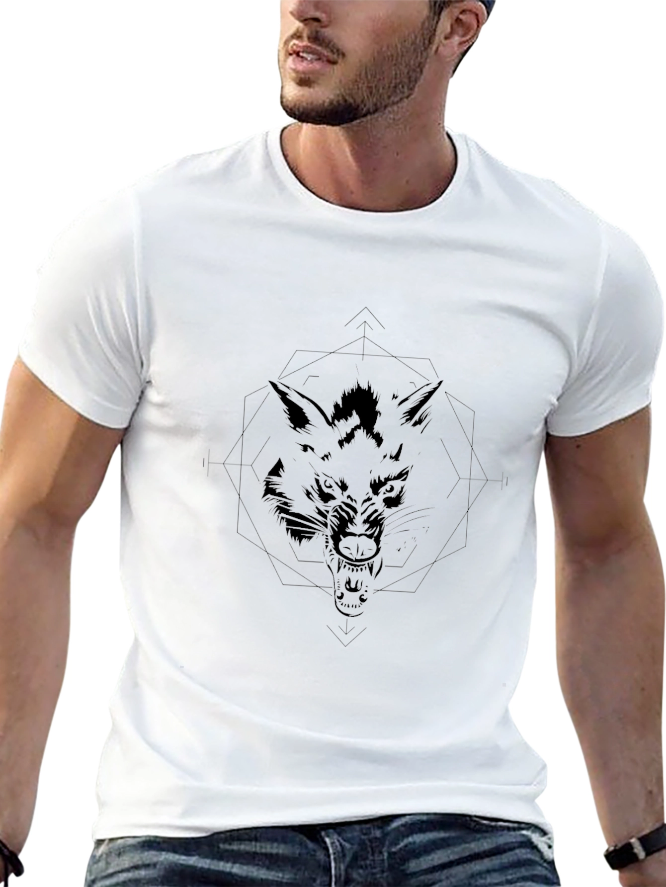 Mens Black Wolf Graphic Tee